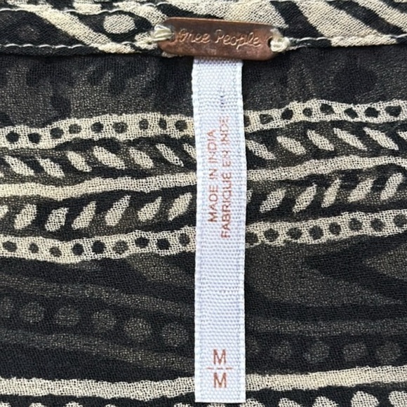 FREE PEOPLE Feather in The Wind tunic sheer tan black Size M - Picture 7 of 12